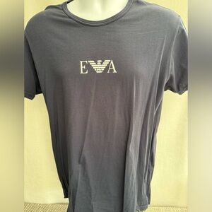 Emporio Armani Black Crew Neck Tee with White Logo